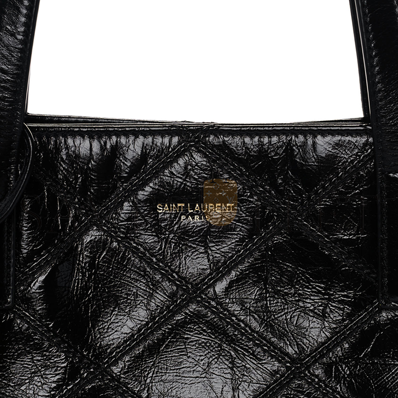 YSL EAST WEST SHOPPING TOTE QUILTED CRINKLED GLOSSED-LEATHER 394195939309 (38*28*13cm)